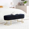 Zeus & Ruta 48" Modern Velvet Oval Upholstered Ottoman with Golden Metal Legs - 4 of 4