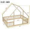 JUJABU Full Wood House-Shaped Floor Bed with Fence, Guardrails - 3 of 4