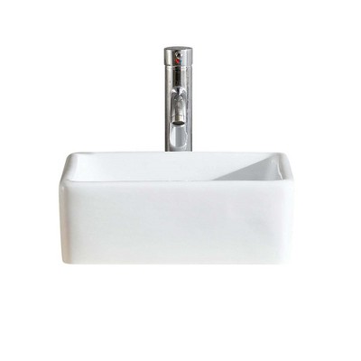 White Ceramic Square Vessel Sink 23"