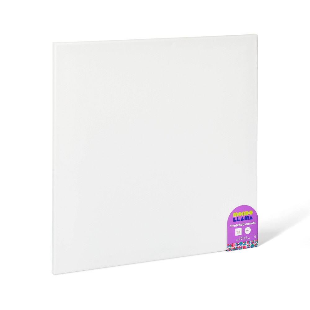 (CASE PACK OF 8/8) 18"x18" Streched Canvas White - Mondo Llama™