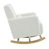 PAGED Modern Rocking Chair, Teddy Fabric Accent Chair with Pillow and Wooden Legs, Reading Chair for Bedroom, Living Room Furniture - 3 of 4