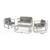 Coolbibila 4 Piece Modern Patio Furniture Set,Conversation Sets For Patio with Cushions,Aluminum Frame Slat Dining Table and Garden Arm Chair - 4 of 4