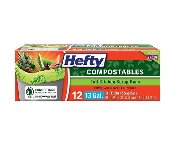 Hefty Compostables Tall Kitchen Scrap Trash Bag - 13 Gallon - 12ct