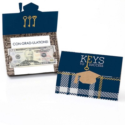 Big Dot of Happiness Keys to Success - Graduation Party Money Holder Cards - Set of 8