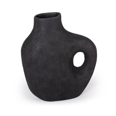 HomeRoots 12" Black Aluminum Modern Abstract Table Vase