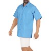 HAPPY BAY Men's Short Sleeve Button Down Solid Shirts Shirt Dress Tops with Pocket Spread Collar Camp Beach Vacation Shirts for Men M Water Plain - image 3 of 4