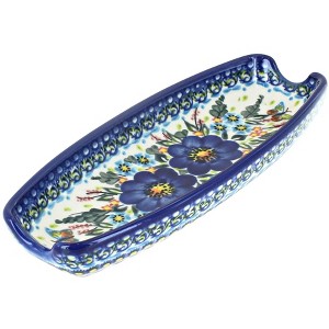 Blue Rose Polish Pottery 159-Vena Corn on the Cob Dish - 1 of 1