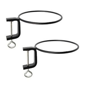 Set of 2 8" Indoor/Outdoor Clamp-On Flower Pot Holder Ring Brackets Black Powder Coat Finish - ACHLA Designs - 1 of 3