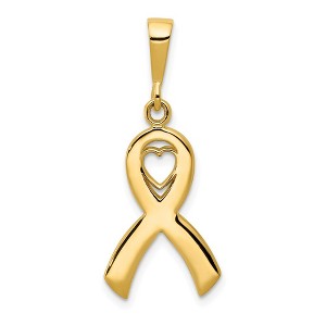 Black Bow Jewelry 14k Yellow Gold Polished Heart in Awareness Ribbon Pendant - 1 of 4