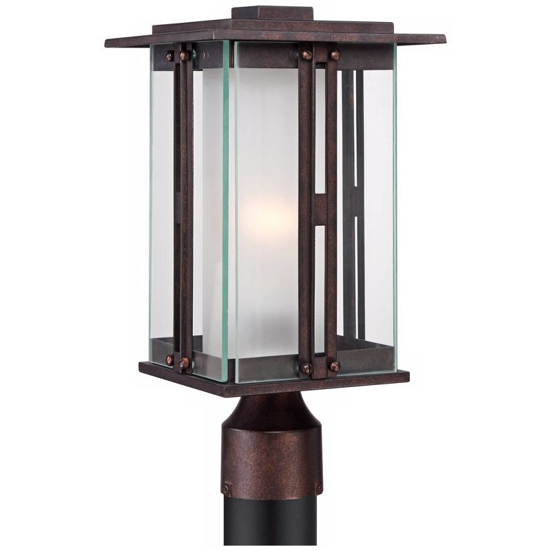 Franklin Iron Works Fallbrook Modern Industrial Post Light Bronze 15 3/4" Clear Frosted Double Glass for Exterior Barn Deck House Porch Yard Patio, 5 of 7
