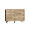 NicBex Wooden 6-Drawer Dresser,Farmhouse Double Dressers with Rattan Drawers,Chest of Drawers for Bedroom,Living Room,Kids Room,Hallway,Natural Style - 3 of 4