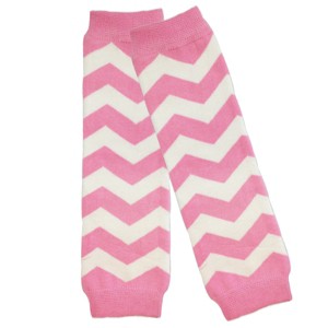 Wrapables Colorful Baby & Toddler Leg Warmers 1, Chevron Pink and White - 1 of 2