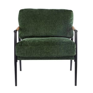 Lirago Green 33" Modern Accent ChairMinimalist Metal Frame and Wooden Armrests for Living Room and Office - 1 of 4