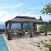 PURPLE LEAF Outdoor Gazebo Aluminum Frame Galvanized Steel Double Roof Patio Hardtop Gazebo with Curtains and Netting for Patio Lawn and Garden - 2 of 4