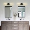 CityFurn 2-Light Modern Black Wall Sconce with Glass Shades - 2 of 4