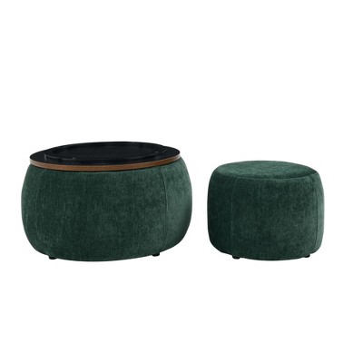 NicBex Round Storage Ottoman Bench for Bedroom, 2 in 1 Function Storage Bench with Small Seat,Ottoman for Living Room,Bedroom,Entryway