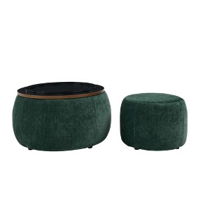NicBex Round Storage Ottoman Bench for Bedroom, 2 in 1 Function Storage Bench with Small Seat,Ottoman for Living Room,Bedroom,Entryway - 1 of 4