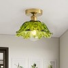 Dewdrop Vintage Glam Semi-Flush Ceiling Light 3-Light, Green Glass For Kitchen - 4 of 4