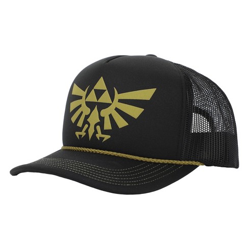 The Legend Of Zelda Gold Evergreen Logo Black Trucker Hat : Target