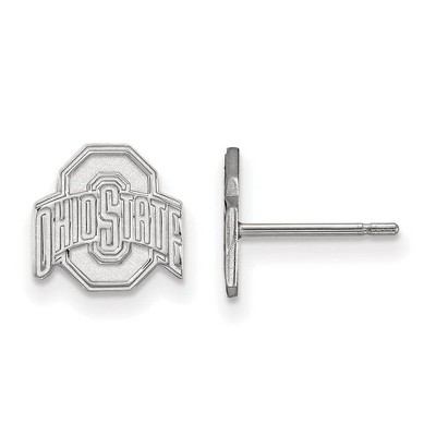 Black Bow Jewelry 14k White Gold Ohio State Buckeyes NCAA Post Earrings