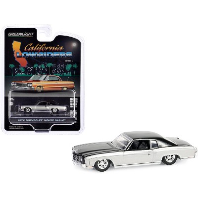 1972 Chevrolet Monte Carlo Lowrider Silver Metallic & Black "California Lowriders" Series 1/64 Die Cast Model Car by Greenlight