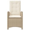 vidaXL Reclining Patio Chair with Cushions Beige Poly Rattan - 4 of 4