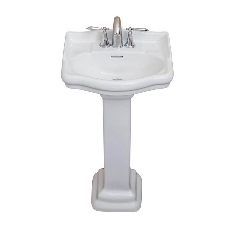 Fine Fixtures, Roosevelt White Pedestal Sink - 18 Inch Vitreous China Ceramic Material (4 Inch Faucet Spread hole), 2 of 4