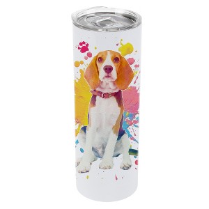100 North 20 Ounce Stainless Steel On the Go Travel Tumbler With Push Top Lid, Beagle Hound Dog Paint Splatter - 1 of 4