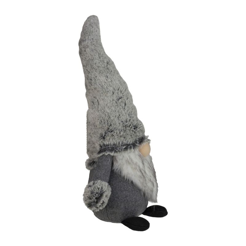 Northlight 15" Gray Rustic Sitting Santa Christmas Gnome with Faux Fur Hat, 2 of 5