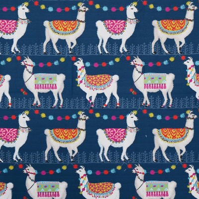 Alotta Llamas Blue Polyester Blackout Shower Curtain