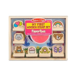 Melissa & Doug My First Wooden Stamp Set Favorites - 8 Stamps with Handles, 2 Washable Ink Pads - 1 of 4