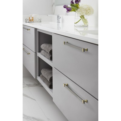 Overton 11.31'' Black Chrome and Brushed Gold Cabinet Pull
