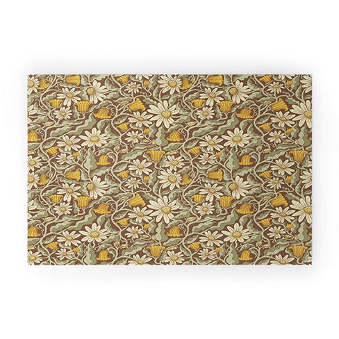 Sewzinski Retro Flowers on Brown Looped Vinyl Welcome Mat - Society6 - image 1 of 2