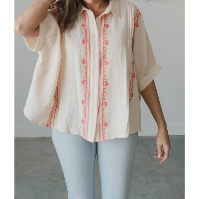 Women's Amelia Embroidered Button Down Shirt - Easel