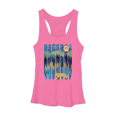 Women's Design By Humans Fox Forest Night By Maryedenoa Racerback Tank Top