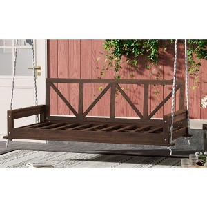 CAVINAS Twin Size Outdoor Swing Bed with 16.4ft Hemp Ropes,Rattan Porch Swing for Garden,Courtyard - 1 of 4