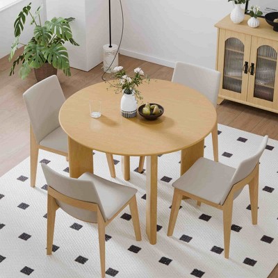 Lirago Nordic Style Solid Wood Round Dining Table - Perfect for 4 People 42*42 Natural