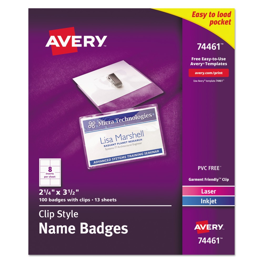 UPC 077711744615 Avery Badge Holder Kit w/Laser/Inkjet Insert, Top