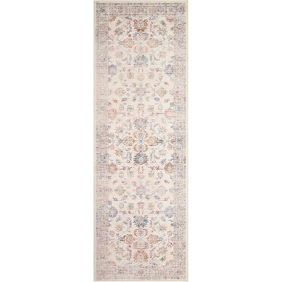 Vintage Washable Area Rug, Low Pile Non-Slip Carpet with Rubber Backing for Living Room, Bedroom & Home Office