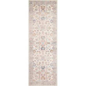 Vintage Washable Area Rug, Low Pile Non-Slip Carpet with Rubber Backing for Living Room, Bedroom & Home Office - 1 of 4