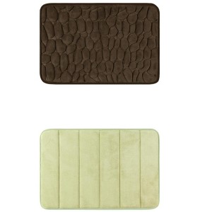Unique Bargains 2Pcs Non Slip Absorbent Thick Soft Quick Dry Bathroom Bath Rugs - 1 of 4