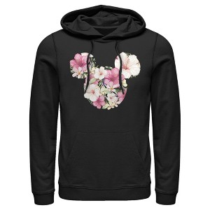 Men's Mickey & Friends Pink Floral Mickey Mouse Logo Pull Over Hoodie - 1 of 4