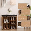 Shoe Bench with Cushion and Cubbies, Entryway Storage Bench with Adjustable Shelves, Multifunctional Shoe Rack Organizer - 4 of 4