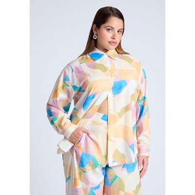 ELOQUII Women's Plus Size Button Down Top