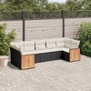 vidaXL 7 Piece Patio Sofa Set with Cushions Black Poly Rattan - Black and Cream - 2 of 4