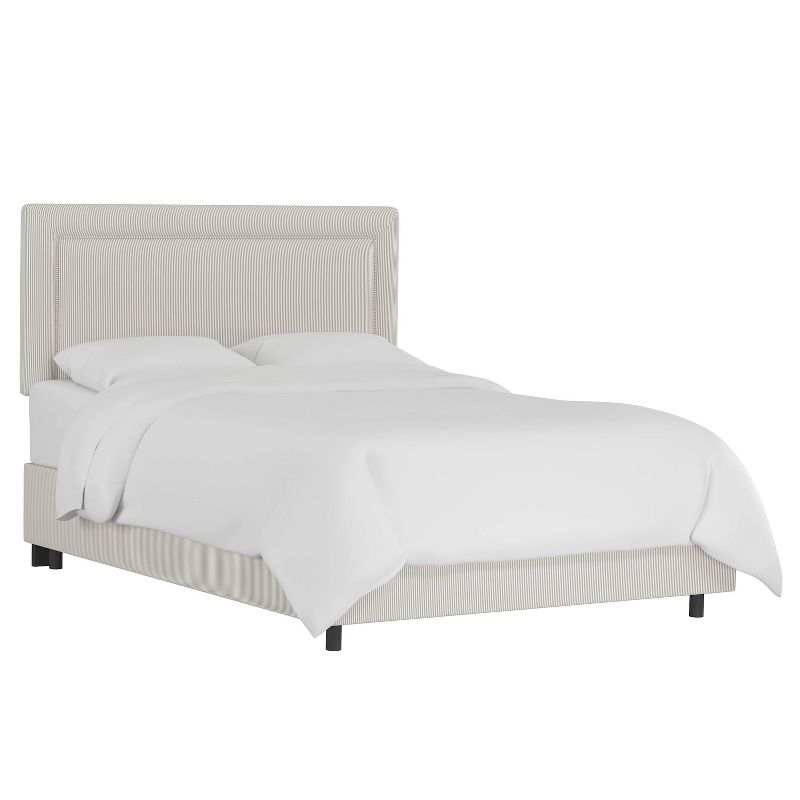 Skyline Furniture Empire Upholstered Bed in Oxford Striped Taupe, 1 of 7