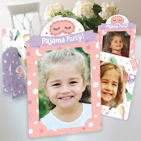 Big Dot of Happiness Pajama Slumber Party - Girls Sleepover Birthday Party 4x6 Picture Display - Paper Photo Frames - Set of 12