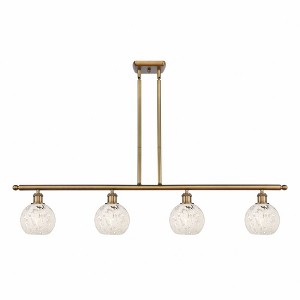 White Mouchette - 4 Light Stem Hung Island In Modern Style-8.5 Inches Tall and 48 Inches Wide - 1 of 1
