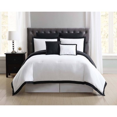 Truly Soft Everyday Full/Queen Hotel Border Comforter Set White/Black