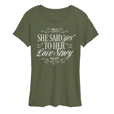 Women's - Instant Message - Yes To Her Love Story Short Sleeve Graphic T-Shirt